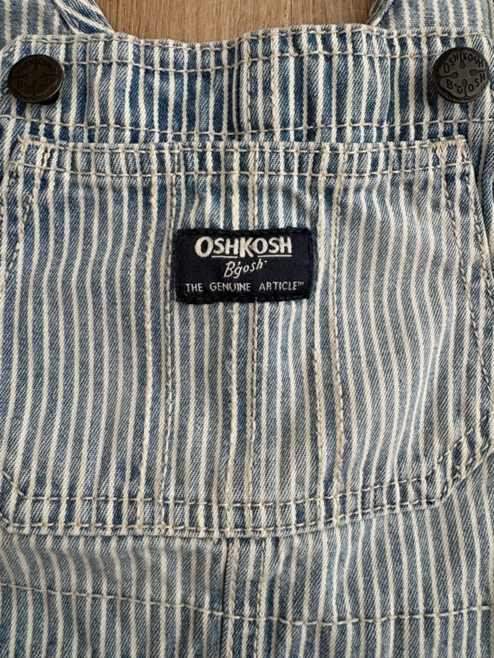 Children’s Striped Denim Overalls - Light Blue - Picture 3 of 7